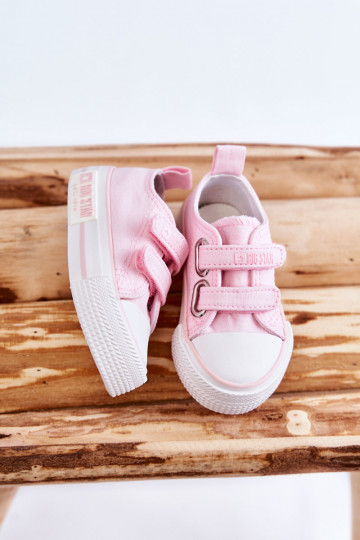 Children's Cloth Sneakers With Velcro BIG STAR KK374077 Pink 2