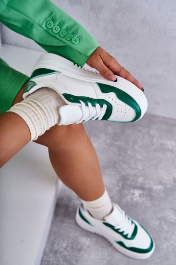 Women's Low Sport Shoes On The Platform White and Green Kyllie 2