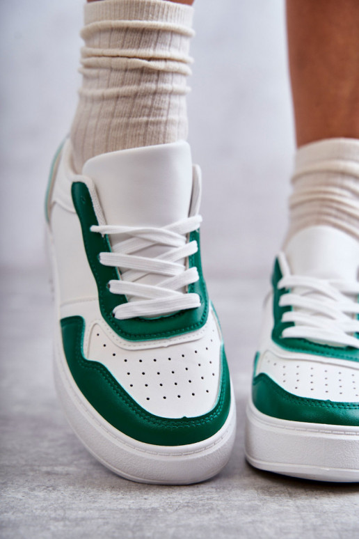 Women's Low Sport Shoes On The Platform White and Green Kyllie Women's Low Sport Shoes On The Platform White and Green Kyllie
