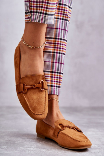Suede loafers with decoration Camel Santi 2