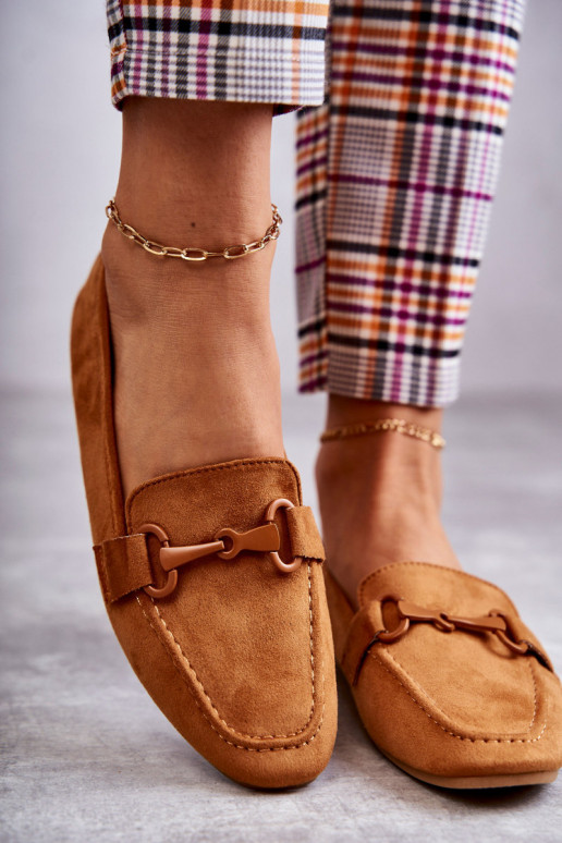 Suede loafers with decoration Camel Santi