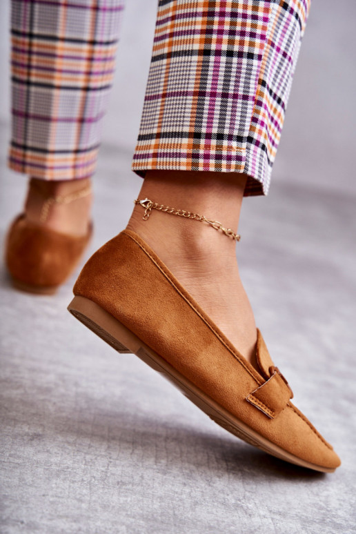 Suede loafers with decoration Camel Santi