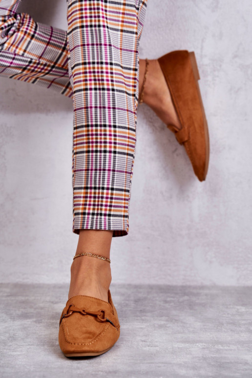 Suede loafers with decoration Camel Santi