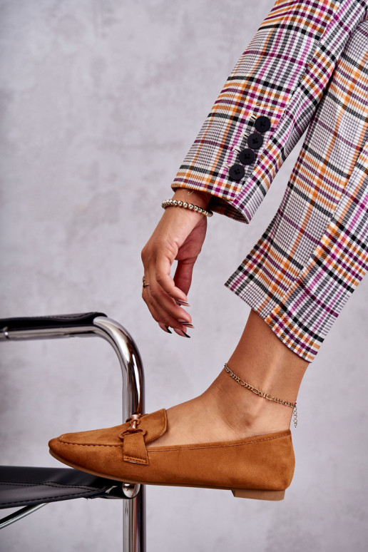 Suede loafers with decoration Camel Santi