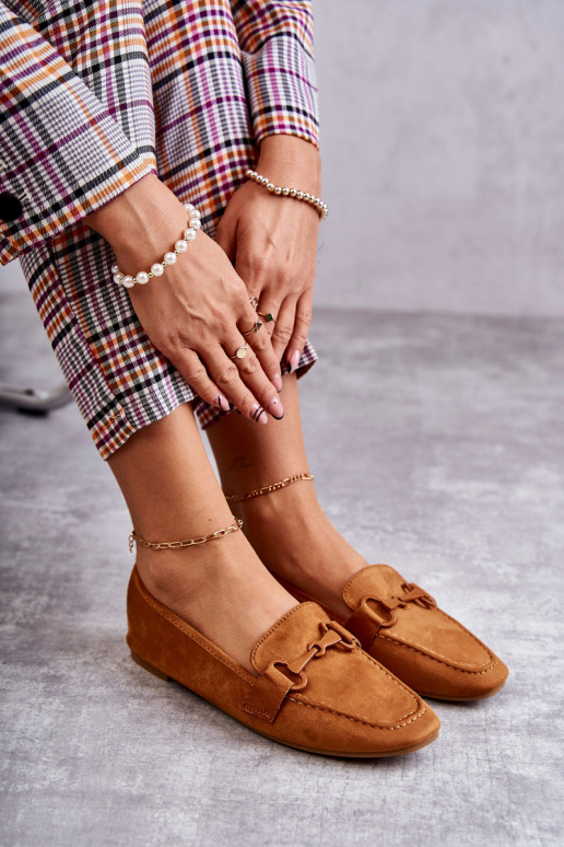 Suede loafers with decoration Camel Santi