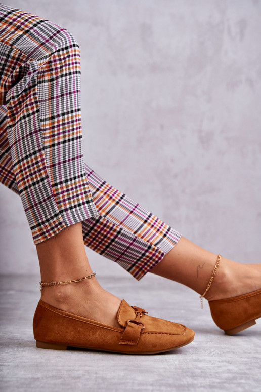 Suede loafers with decoration Camel Santi