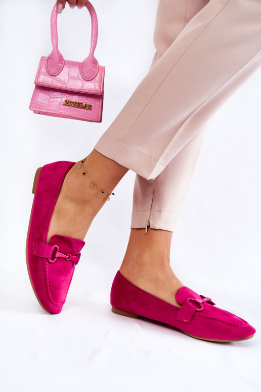 Suede loafers with decoration Fuchsia Santi