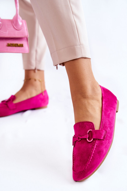 Suede loafers with decoration Fuchsia Santi