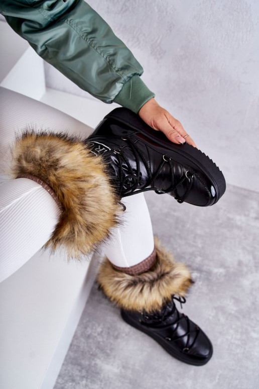 Women's Lace-up Snow Boots Black Santero Women's Lace-up Snow Boots Black Santero