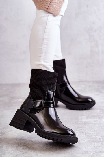 Women's Warm Boots On A Chunky Heel Black Marinela 2