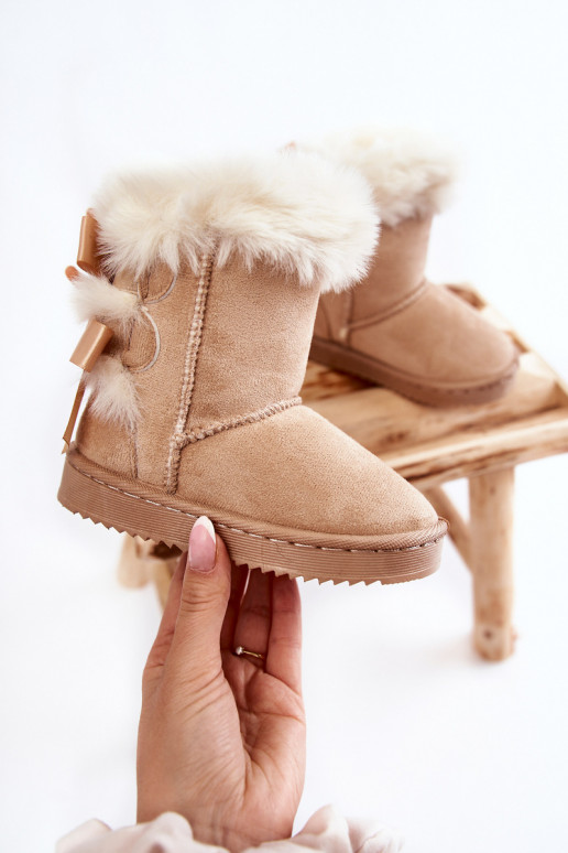 Children's Insulated Snow Boots With Bows Light beige Funky Children's Insulated Snow Boots With Bows Light beige Funky