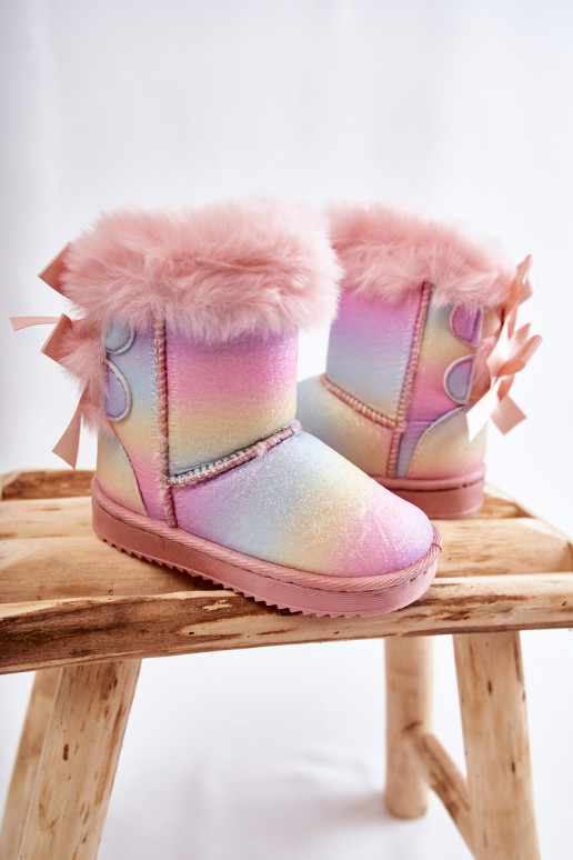 Children's Insulated Snow Boots With Bows Multicolored Funky Children's Insulated Snow Boots With Bows Multicolored Funky