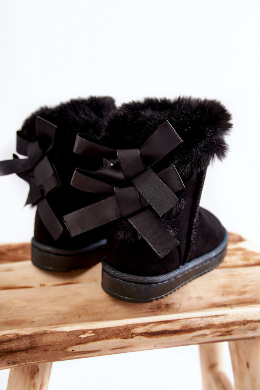 Children's Insulated Snow Boots With Bows black Funky Children's Insulated Snow Boots With Bows black Funky