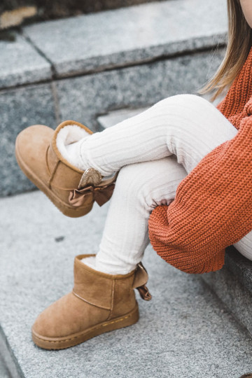 Girls' Warm Snow Boots With Bows Camel Meriva 2