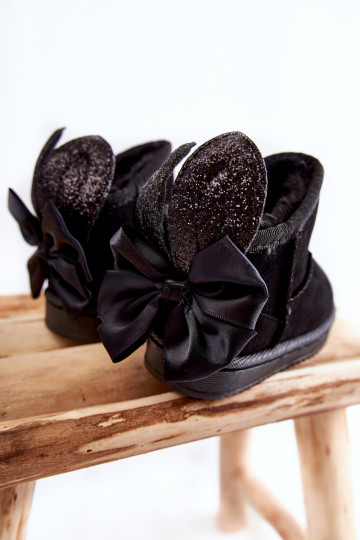 Girls' Warm Snow Boots With Bows Black Meriva 2