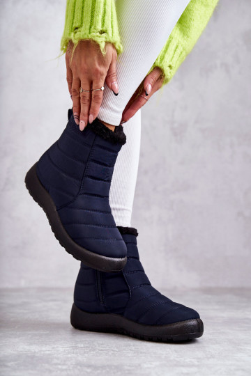 Women's warm snow boots navy blue Mezyss 2