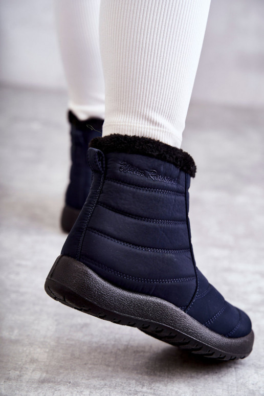 Women's warm snow boots navy blue Mezyss