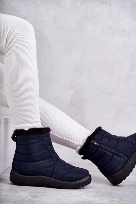 Women's warm snow boots navy blue Mezyss