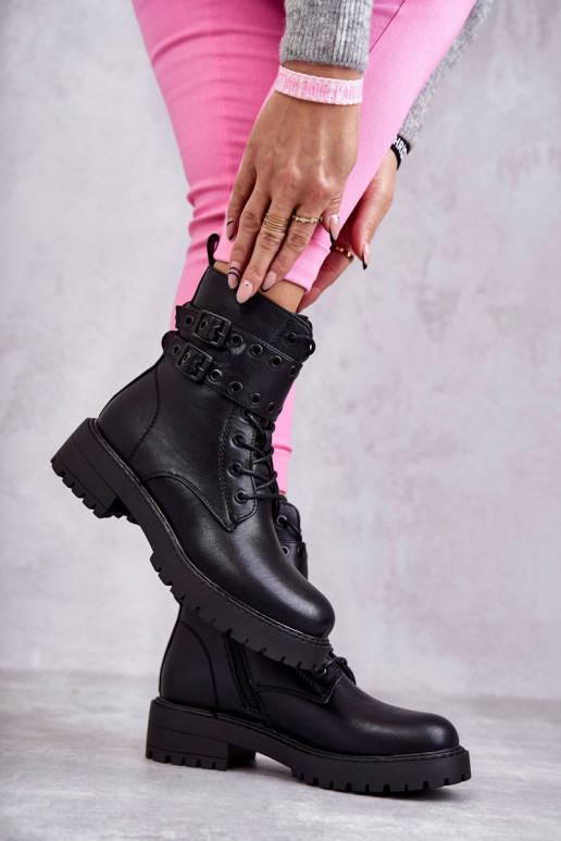 Women's Warm Leather Boots Black Silvor Women's Warm Leather Boots Black Silvor