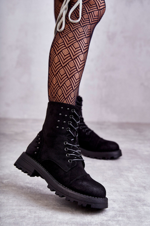 Suede Boots With Studs Black Palmira Suede Boots With Studs Black Palmira