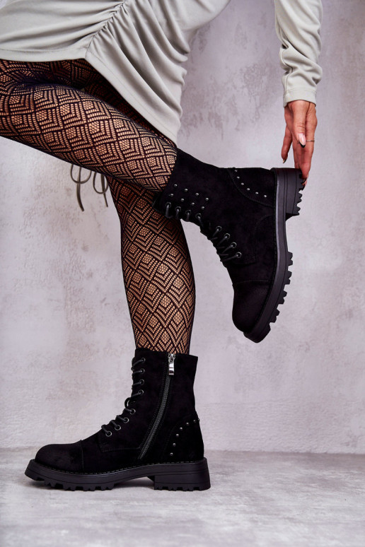 Suede Boots With Studs Black Palmira Suede Boots With Studs Black Palmira
