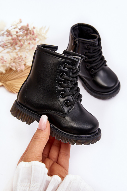 Children's Leather Boots With Zipper Black Omua Children's Leather Boots With Zipper Black Omua