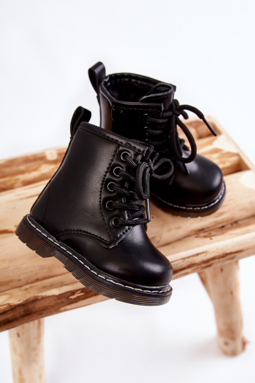 Children's Leather Boots With Zipper Black Omua Children's Leather Boots With Zipper Black Omua