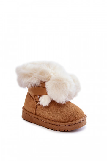 Children's Youth Warm Snow Boots Brown and White Roofy 2