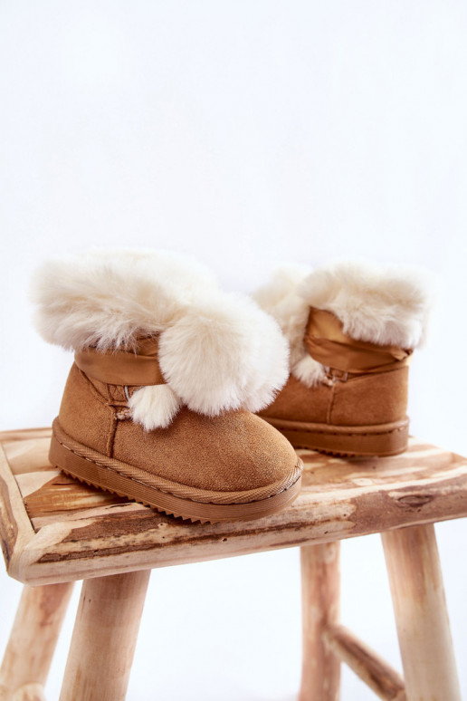 Children's Youth Warm Snow Boots Brown and White Roofy Children's Youth Warm Snow Boots Brown and White Roofy