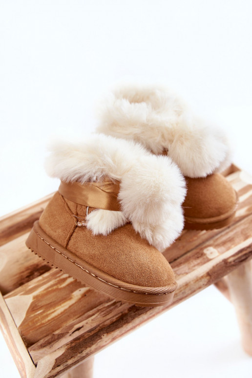 Children's Youth Warm Snow Boots Brown and White Roofy Children's Youth Warm Snow Boots Brown and White Roofy