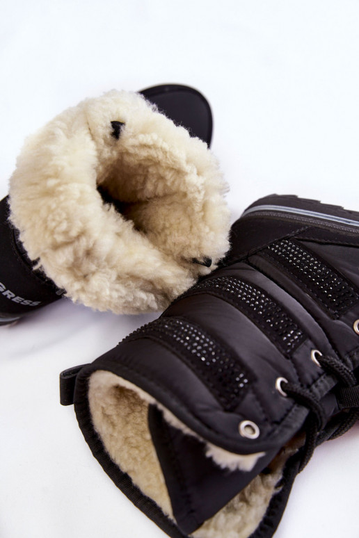 Women's Lace-up Snow Boots Progress PROGJ-22-134 Black