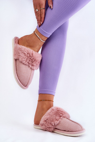 Women's Warm Slippers With Fur Light pink Franco 2