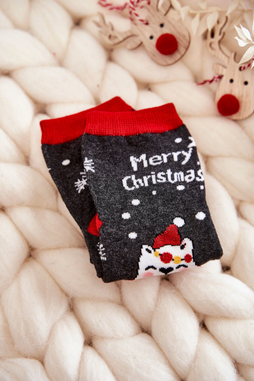 Children's Socks "Merry Christmas" Bear Gray and Red Children's Socks "Merry Christmas" Bear Gray and Red
