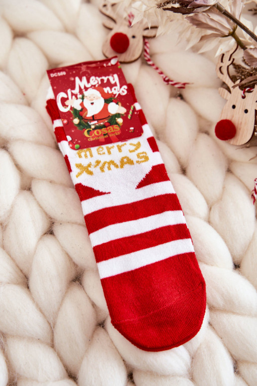 Children's Christmas Socks With Stripes Cosas White-Red Children's Christmas Socks With Stripes Cosas White-Red