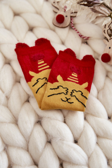 Children's Christmas Socks Bear Cosas Red-Yellow 2