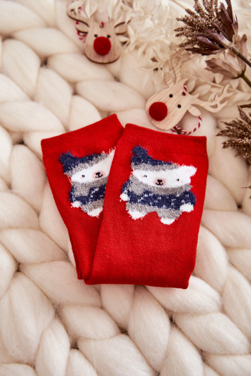 Youth Smooth Socks With A Teddy Bear Red Youth Smooth Socks With A Teddy Bear Red