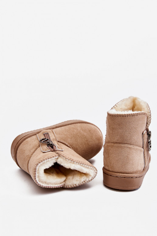 Children's Slip-On Insulated Snow Boots Beige Catellie Children's Slip-On Insulated Snow Boots Beige Catellie