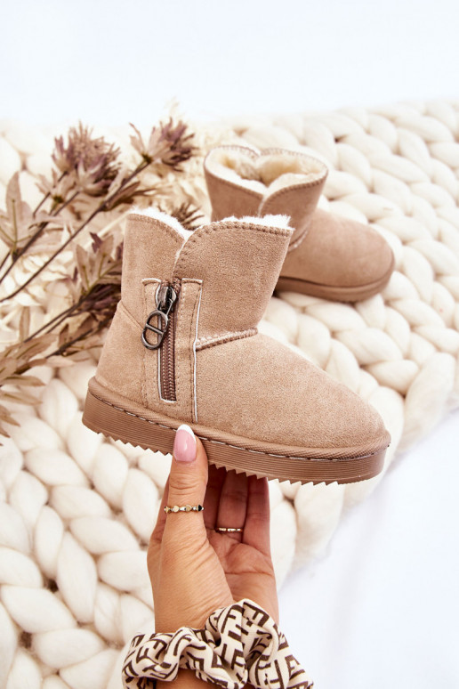 Children's Slip-On Insulated Snow Boots Beige Catellie Children's Slip-On Insulated Snow Boots Beige Catellie