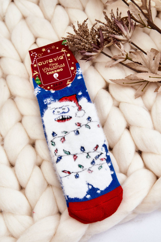 Children's Christmas Cotton Thermoactive Socks Yeti Blue