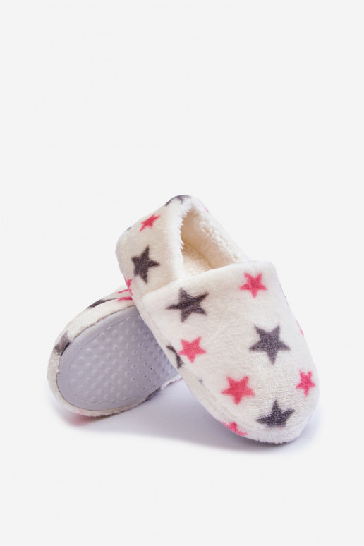 Children's Insulated Slip-On Slippers In Stars White Meyra