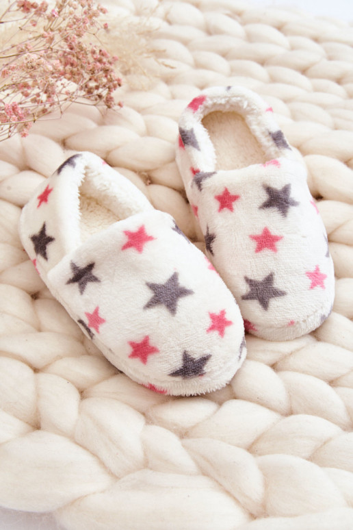 Children's Insulated Slip-On Slippers In Stars White Meyra