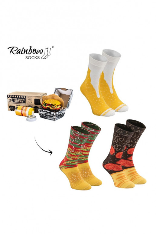 Set Food Truck Socks Box Beer Burger 3 Pairs
