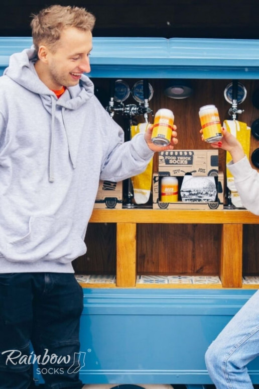 Set Food Truck Socks Box Beer Burger 3 Pairs