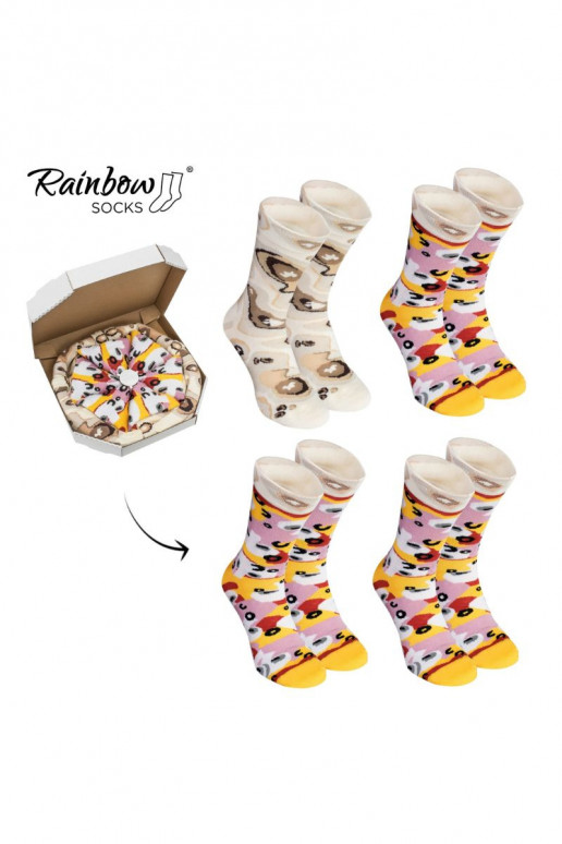 Rainbow Socks Pizza 4 Pairs Capricciosa
