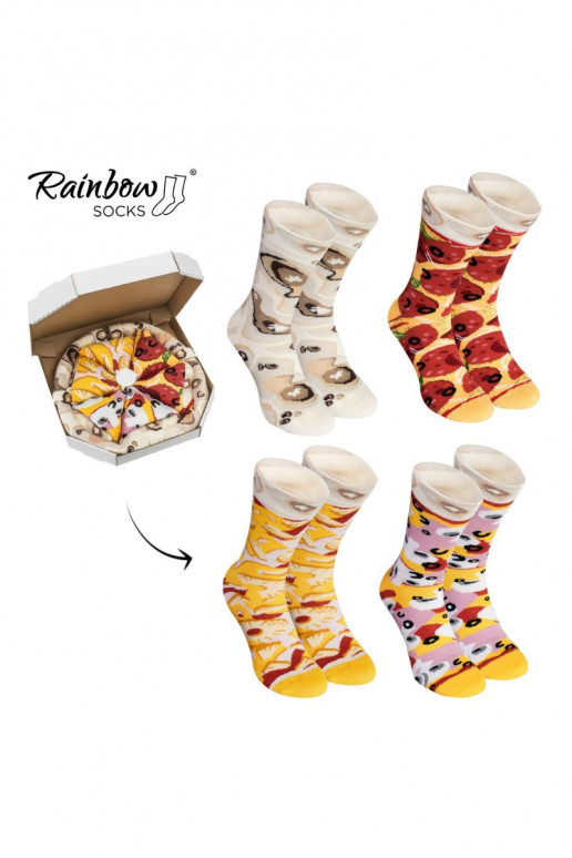Rainbow Socks Pizza 4 Pairs Hawaiian Pepperoni Capricciosa