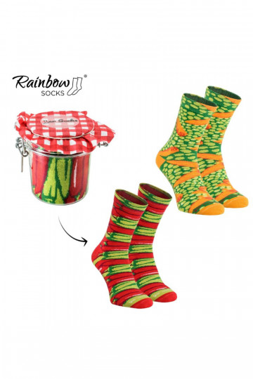 Rainbow Socks Vegetables In A Jar Chili Peppers Peas With Carrots 2 Pairs 2