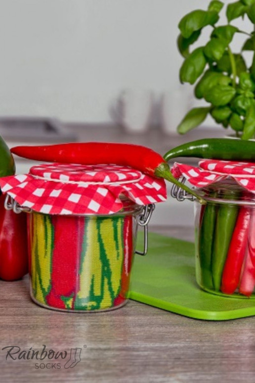 Rainbow Socks Vegetables In A Jar Chili Peppers Peas With Carrots 2 Pairs