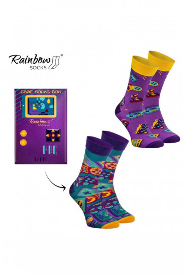 Rainbow Socks For Fans Of Console Games 2 Pairs 2