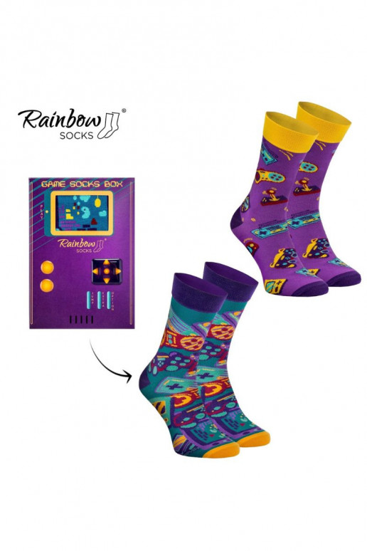Rainbow Socks For Fans Of Console Games 2 Pairs