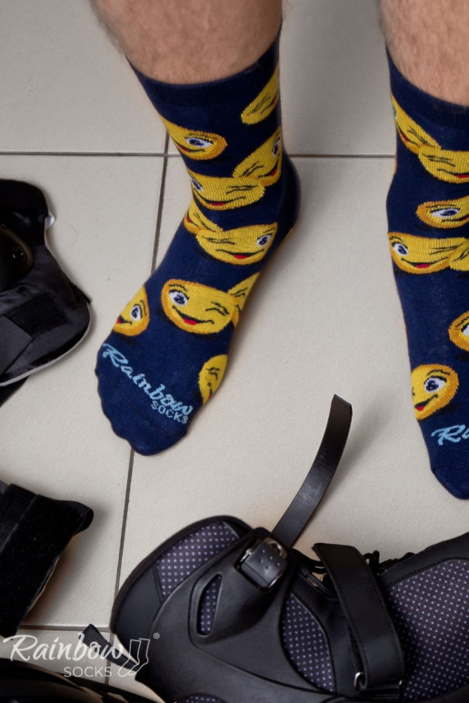 Rainbow Socks Emoticons Brainy Smiley Lover 3 Pairs